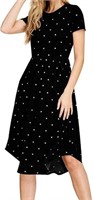 HAOMEILI Womens 2XL Short Sleeve Pleated Polka Dot