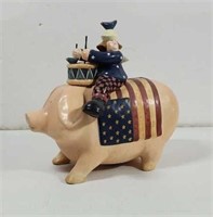 Americana Piggy Bank with drummer ceramic
