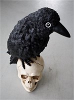 Halloween Resin Raven & Skull Decoration
