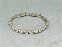 sterling bracelet w/ clear stones - 7 1/2"