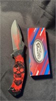 New Red Skull Pocket Knife