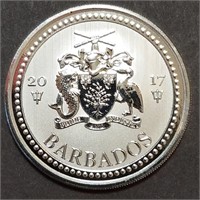 2017 BARBADOS RARE .999 Silver 1 OZT Trident
