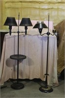 Tole Style Double Floor Lamp with Drink Shelf and