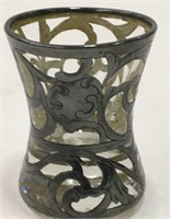 Silver Overlay Glass Cup