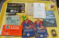 TRAY LOT VINTAGE BUTTONS, BOOKLETS & MORE