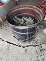 Metal Bucket of Chain Link Fence Parts