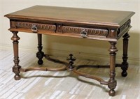 Henri II Style Walnut Writing Table.