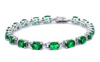 Oval Cut 15.75 ct Emerald Tennis Bracelet