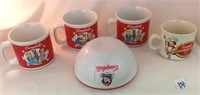LOT of 5 Campbell's Soup Mugs Plastic Cereal Bowl