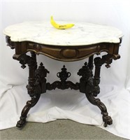 Ornate Victorian Marble Top Table W/Claw Feet