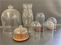 Group glass domes, etc. some w/ bases - tallest