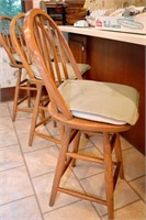 3 WOOD BAR STOOLS