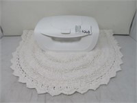 OVAL CROCHET STYLE MAT - WHITE - BABY WIPES WARMER