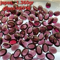 JAPAN VTG 13x10MM GLASS OVAL MAUVE STONES 1.360 GR