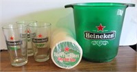 Heineken Beer Glasses, Coasters, Bucket