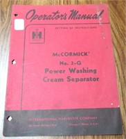 Antique McCormick 3G Cream Separator Manual