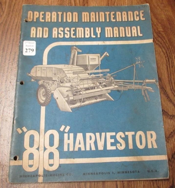 Antique "88" Harvestor Maintenence Manual