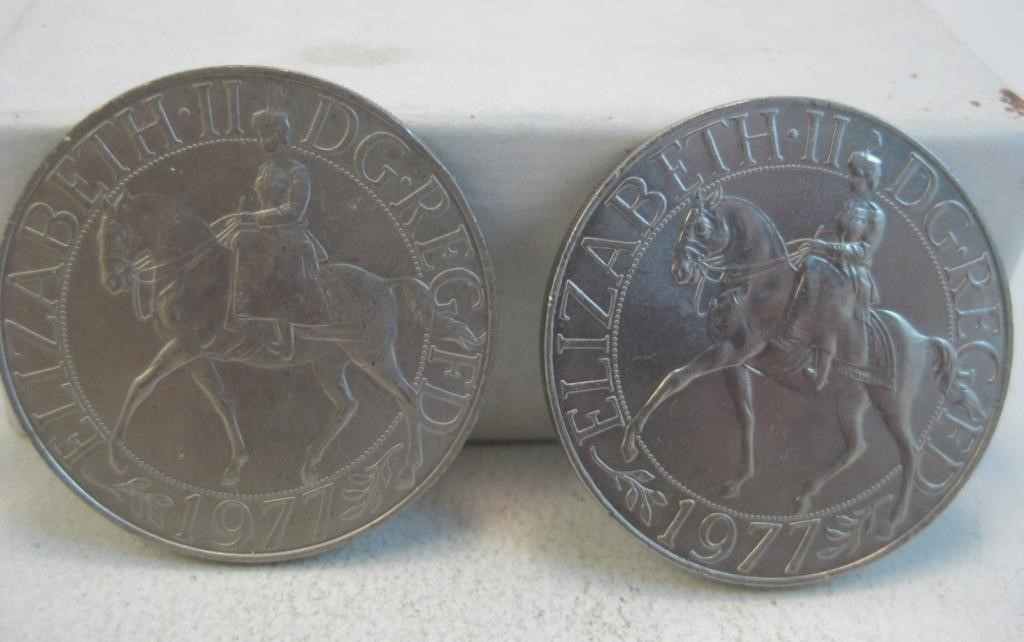 Two 1977 Elizabeth II 25 New Pence Coin