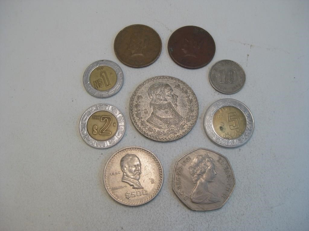 Assorted Mexican Coins Shown