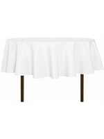 MSRP $9 Round White Fabric Tablecloth