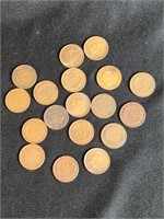 (18) INDIAN HEAD PENNIES