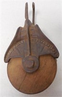 Marks pulley Co wooden pulley