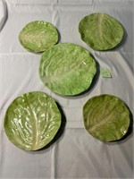 Five Vintage Lettuce Leaf Plates