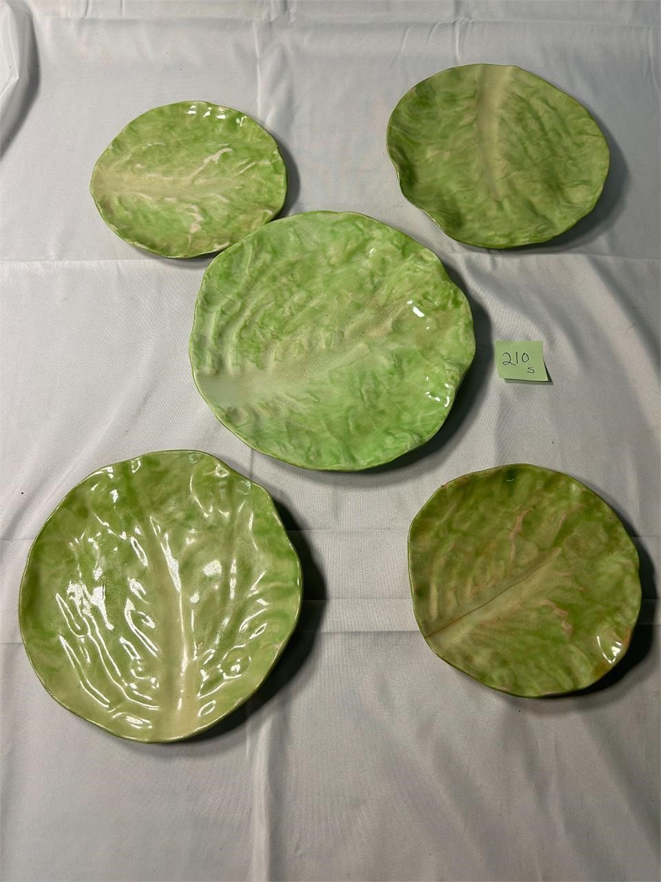 Five Vintage Lettuce Leaf Plates