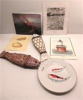 Cabin Decor, Wooden Fish, Plate, Picture