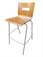 LELAND BROWN STACKING BARSTOOL W/ GREY METAL LEGS