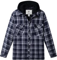 WENVEN MENS HOODED THICK PLAID JACKET SIZE SMALL