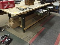 Industrial Metal work/screen table with 2 drawers