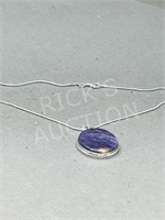 Amethyst & silver pendant & chain