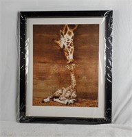 Makulu Giraffe Mother Love 1st Kiss Framed Print