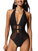 C128  Cupshe Mesh Halter Swimsuit, S