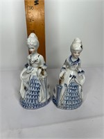Set of 2 Porcelain Victorian Women Figurines 6"