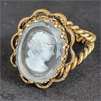 Glass Cameo Adustable Ring