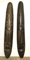Tall Wood Carved Wall Masks