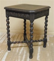 Neo Renaissance Barley Twist Oak Side Table.