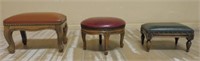 Small Oak Leather Foot Stools.