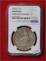 1875 CC Trade Silver Dollar NGC AU Detail Improper