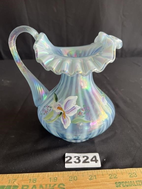 Fenton Opalescent Hand Painted (Signed) Pitcher