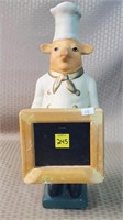 15 1/2" Pig Chef Menu Sign Statue