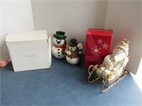 Avon Ivory and Gold Sleigh with Snowman NO SHIP