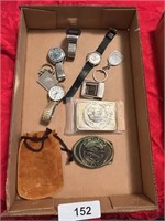 Kansas Belt Buckle, GM, & Assorted Watches