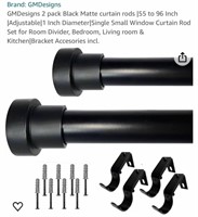 W400  Curtain Rods, Matte Black, Pack of 2