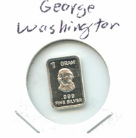 1 gram Silver Bar - George Washington, .999 Fine