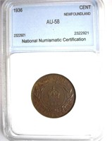 1936 Cent NNC AU58 Newfoundland