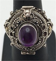 Sterling Silver Poison Ring W Purple Stone