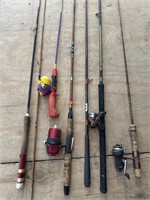 LOT OF 6 MISC RODS AND REELS